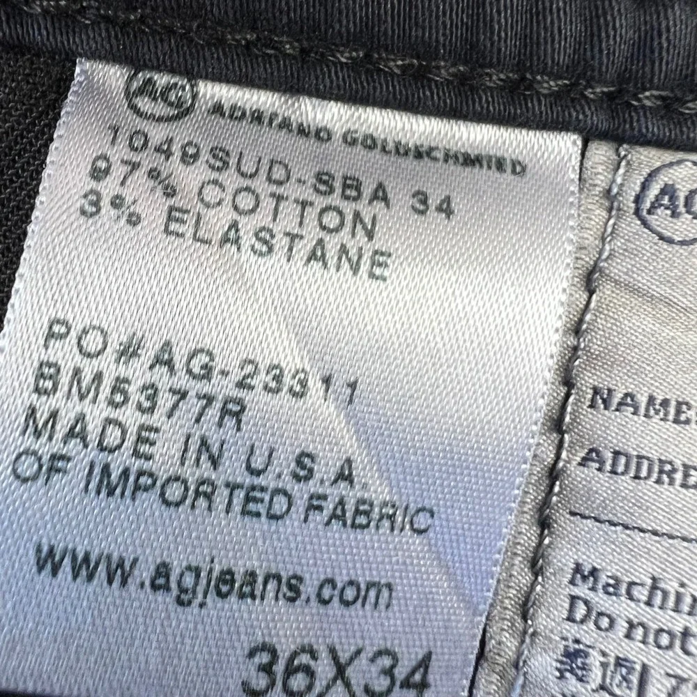 AG Adriano Goldschmied The Protege Straight Leg Mens Jeans 36x34 Black Stretch‎